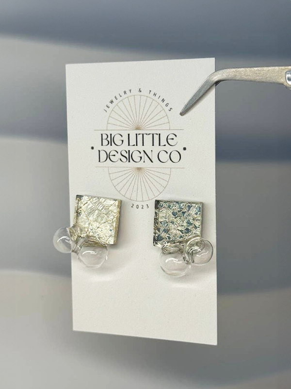 Square Crackle Bubble Studs