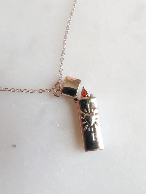 Fireheart Lighter Necklace: Silver