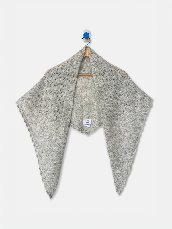 Mohair Pointelle Shawl: Heather Grey