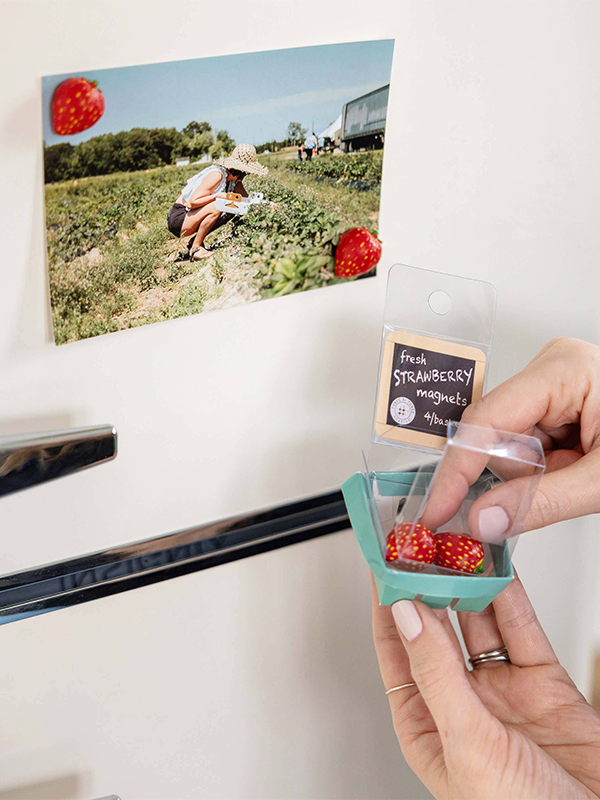 Strawberry Magnets: Set of 4