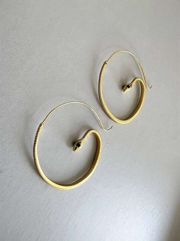 Black Zircon Snake Earrings