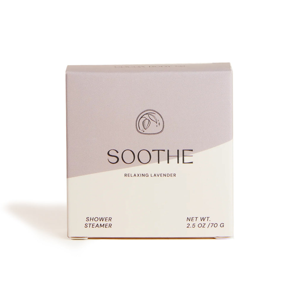 Soothe shower steamer infused with calming essential oils, perfect for creating a relaxing, spa-like experience in your shower and promoting stress relief.