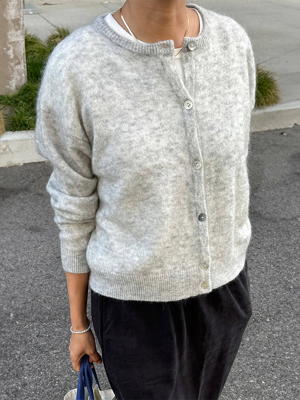Ayla Mohair Cardigan: Heather Grey