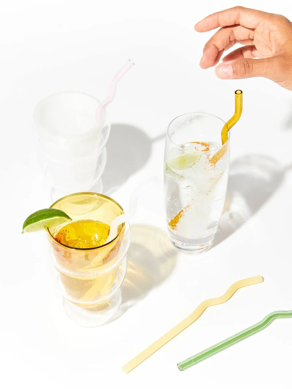 Squiggle Glass Straws: Set of 5