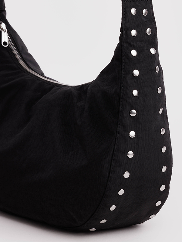 Medium Nylon Crescent Bag: Studs