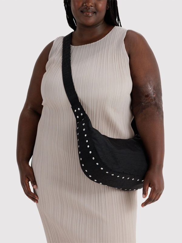 Medium Nylon Crescent Bag: Studs