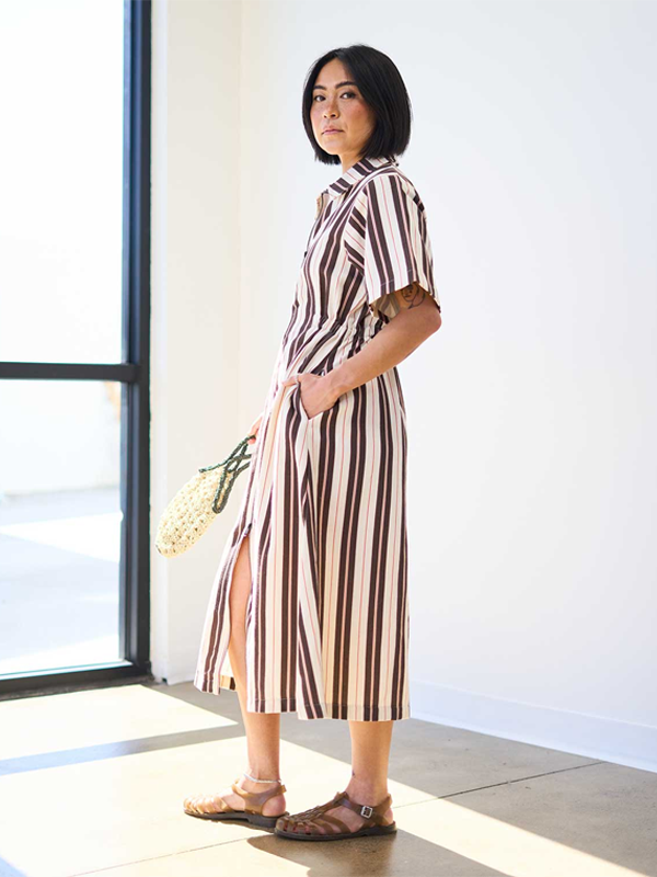 Noble Adult Long Utility Dress: Stripe (FINAL SALE) Edge of Urge Noble Adult Long Utility Dress: Stripe (FINAL SALE) Edge of Urge