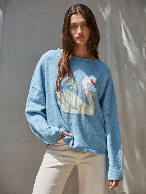 Swan Sweater: Light Blue