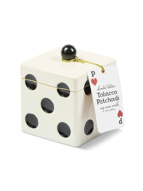 Lucky Dice Ceramic Candle: Tobacco Patchouli 10 oz