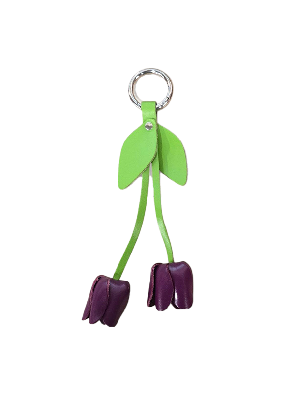 Leather Keychain: Purple Tulip