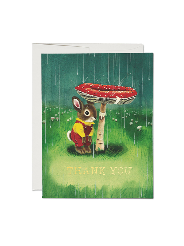 Richard Scarry Bunny and Mushroom Thank You Card