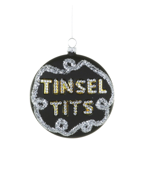 Tinsel Tits Ornament: Black