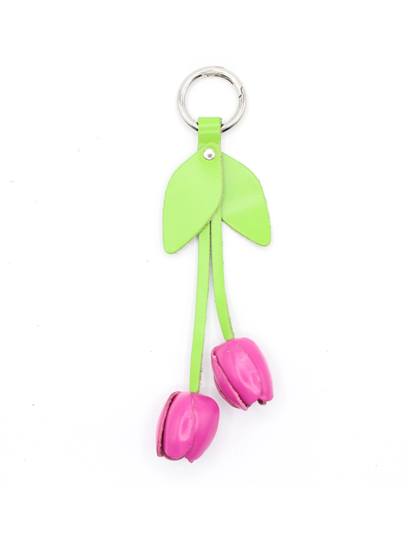 Leather Keychain: Pink Tulip