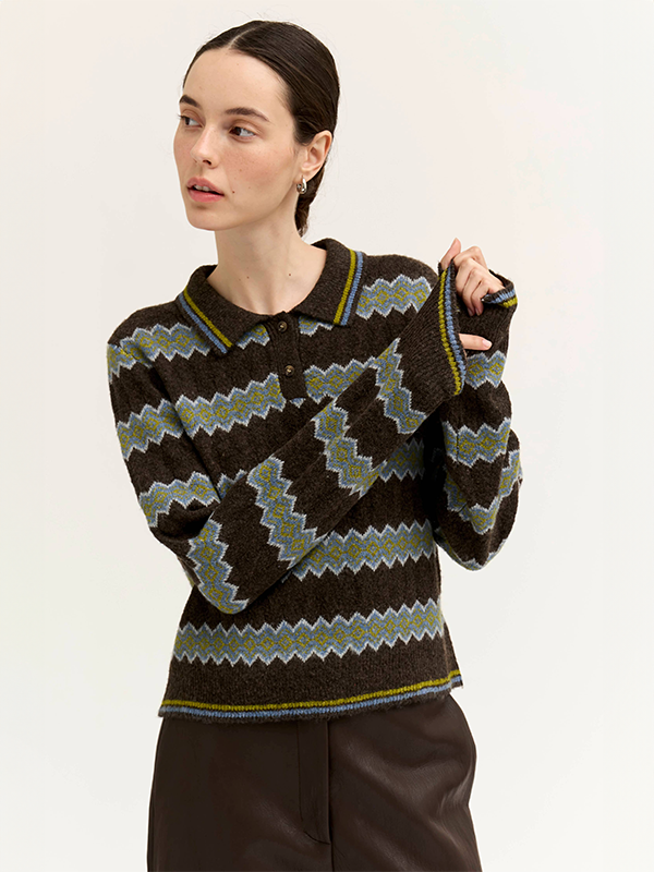 Diamond Knit Polo: Chicory Multi