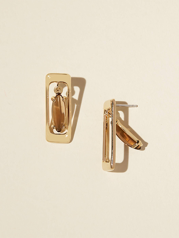 Concord Earrings: Gold Plated (Tan)