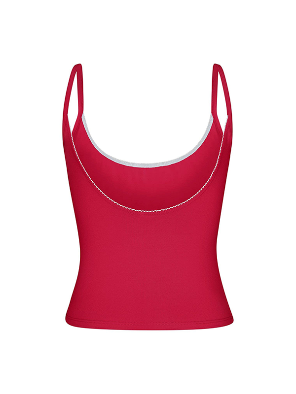 Scoop Back Cami: Cherry