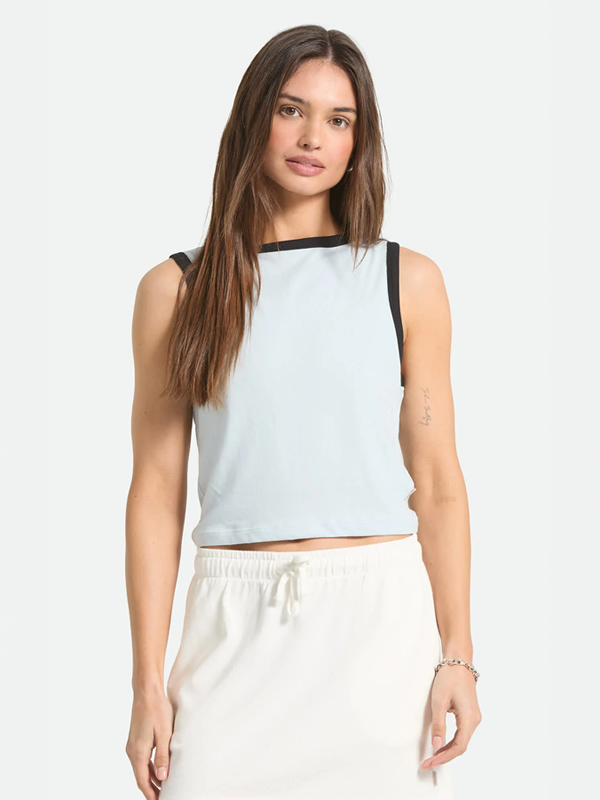 Carefree Organic Garment Dyed Cropped Tank: Blue Aura