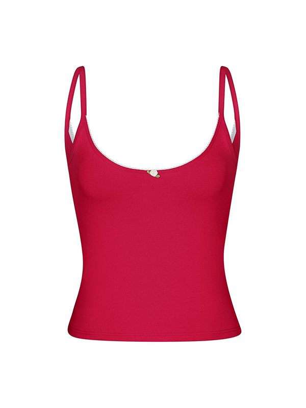 Scoop Back Cami: Cherry