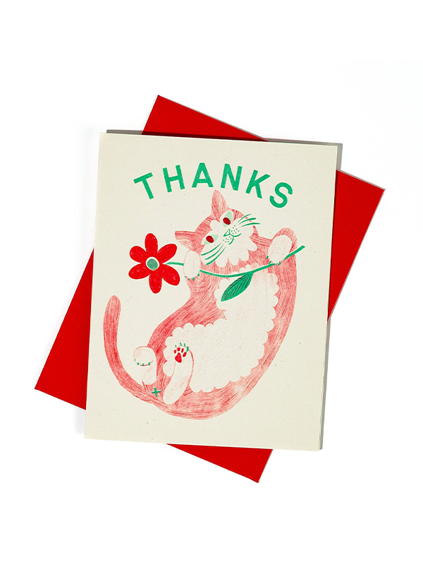 Thanks Cat & Flower Card