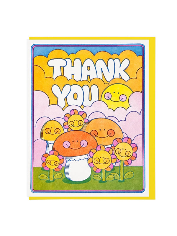 Thank You Mushrooms and Flowers Card