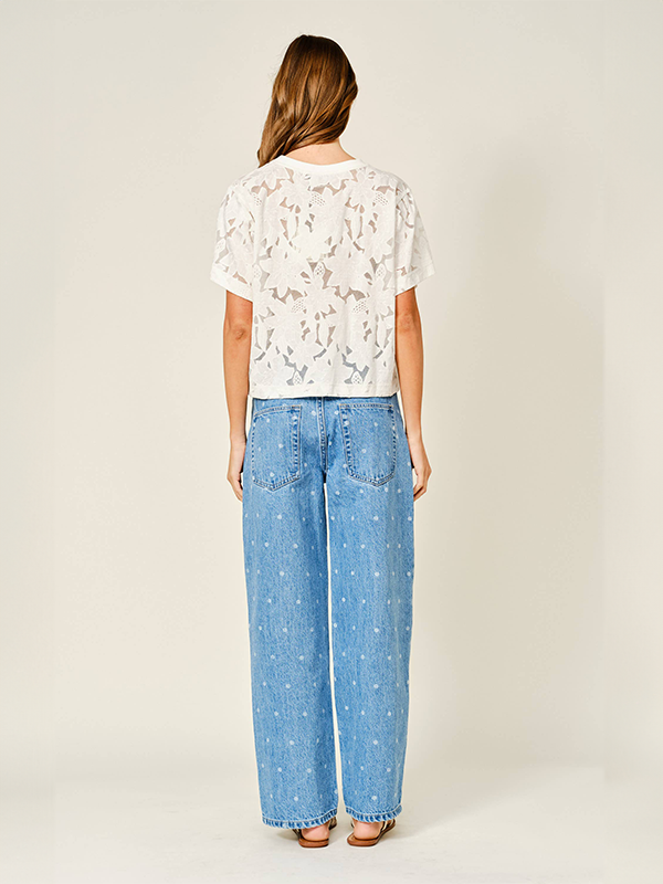 Floral Lace T-Shirt: Off White