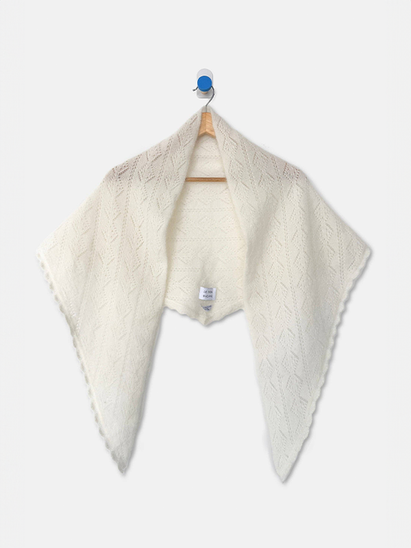 Mohair Pointelle Shawl: Pearl