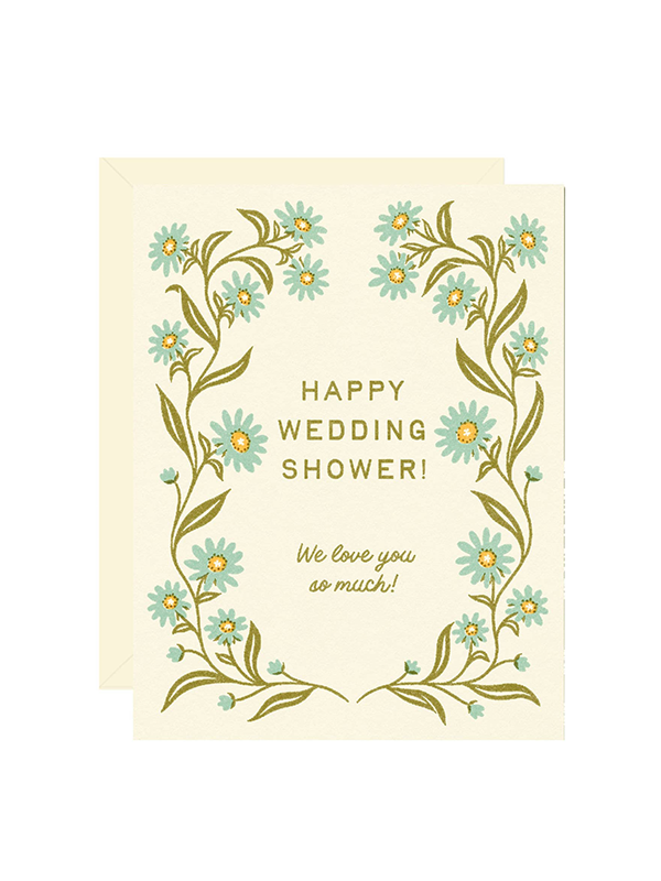 Blue Daisy Wedding Shower Card