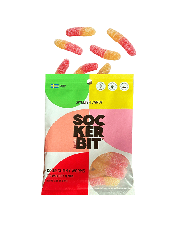 Sour Gummy Worms Swedish Candy Bag