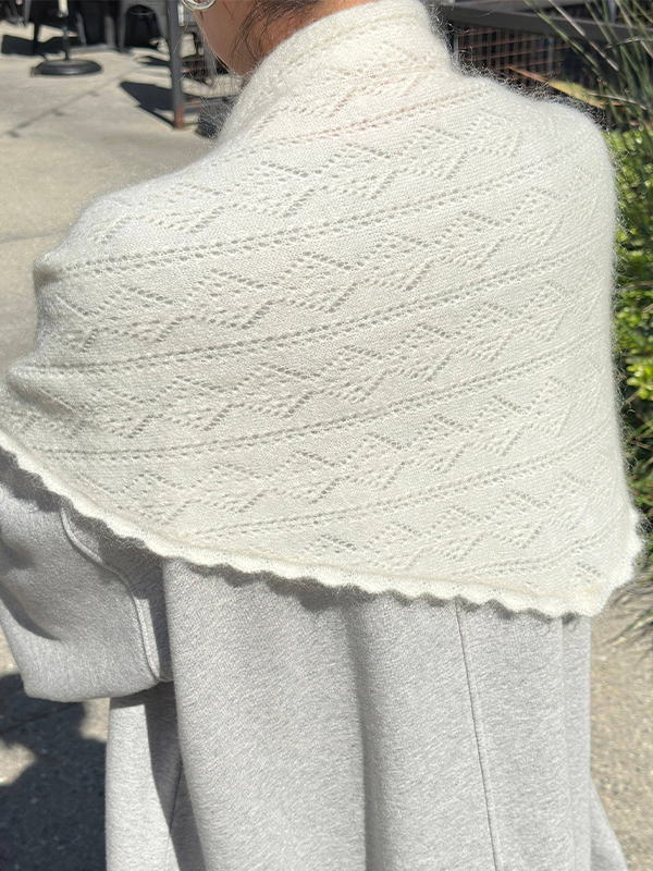 Mohair Pointelle Shawl: Pearl
