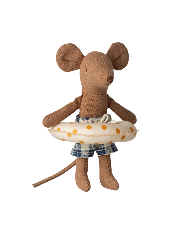 Beach Mouse with Float: Little Brother (Yellow Dots)
