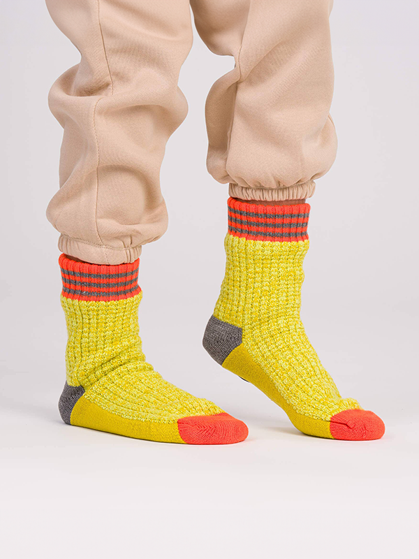 Varsity Knit House Socks: Golden Olive