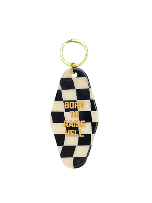 Born To Raise Hell Checkered Keychain