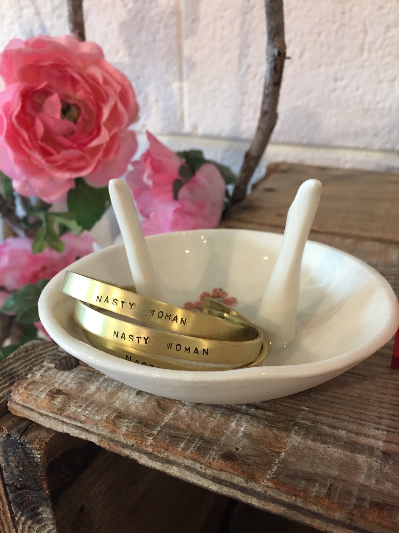 CUSTOM Hand Stamped Skinny Brass Cuff