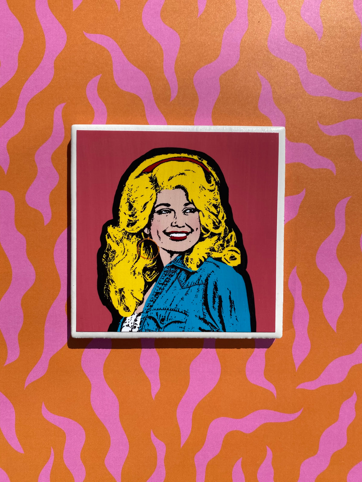Pop Art Coaster: Dolly (Pink Background)