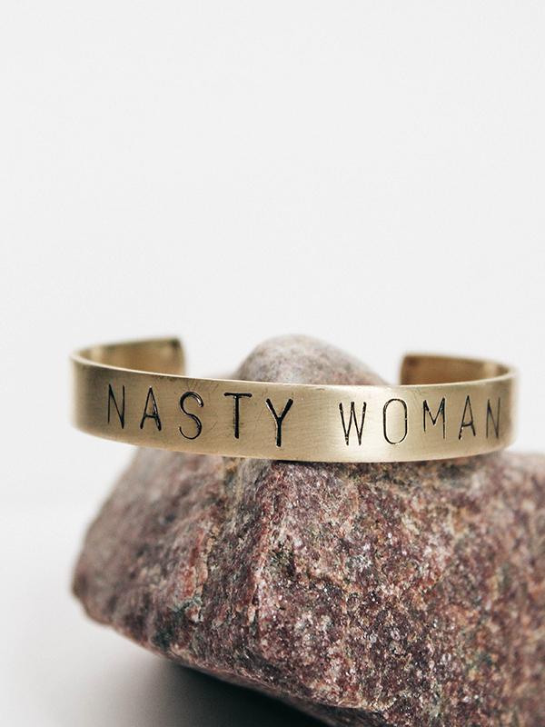 CUSTOM Hand Stamped Wide Brass Cuff