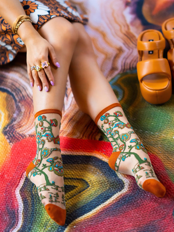 Tree of Life Sheer Crew Sock