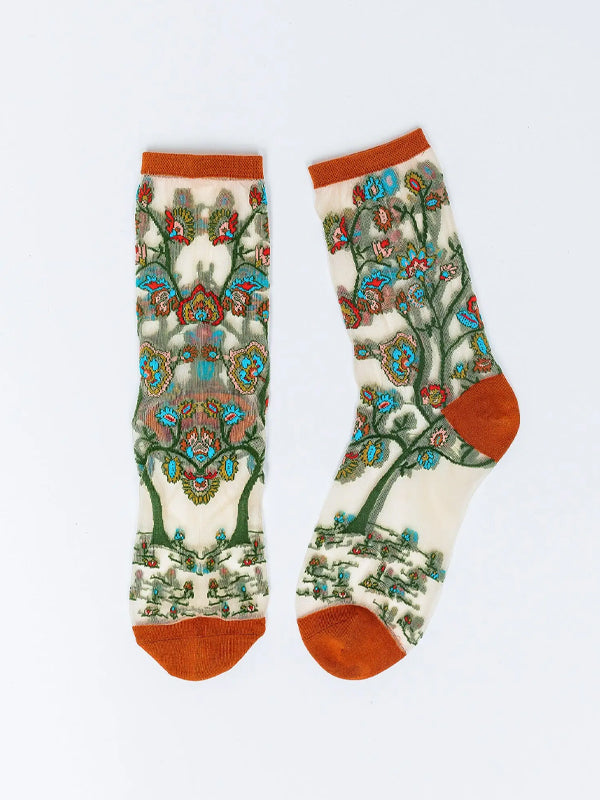 Tree of Life Sheer Crew Sock