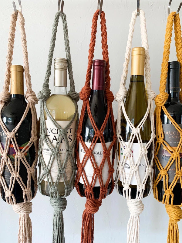 Macrame best sale wine bag