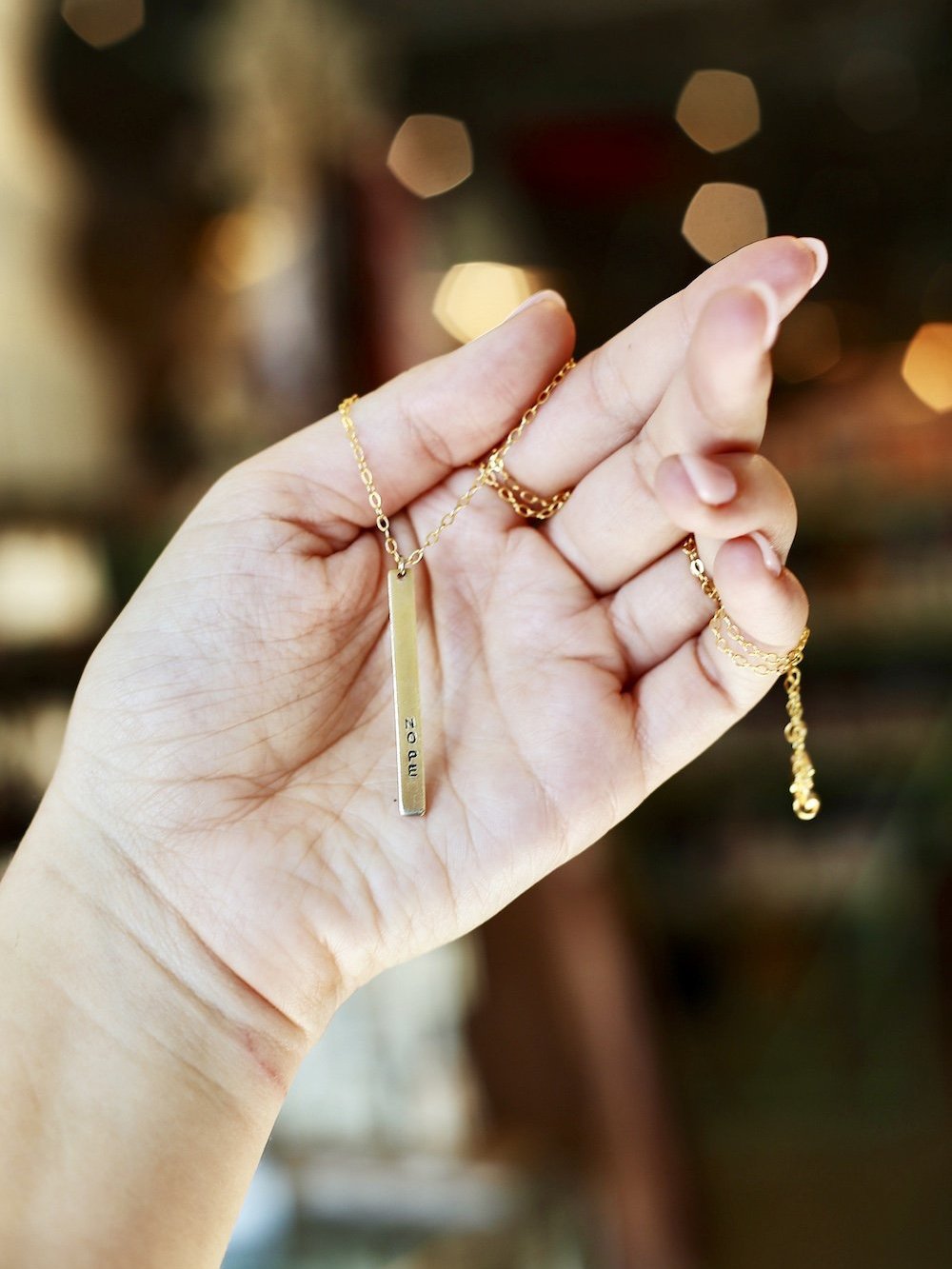 CUSTOM Stick Hand Stamped Brass Necklace – Edge of Urge