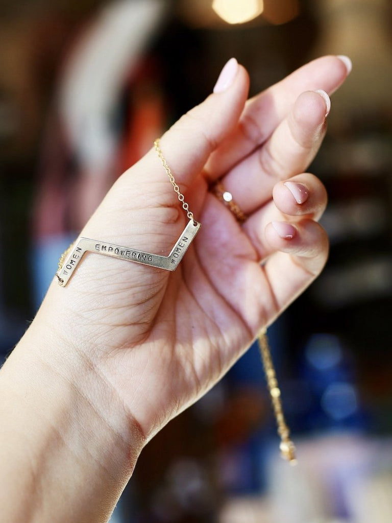 custom stamped necklace jewelry brass make your own personalized zag geometric shape
